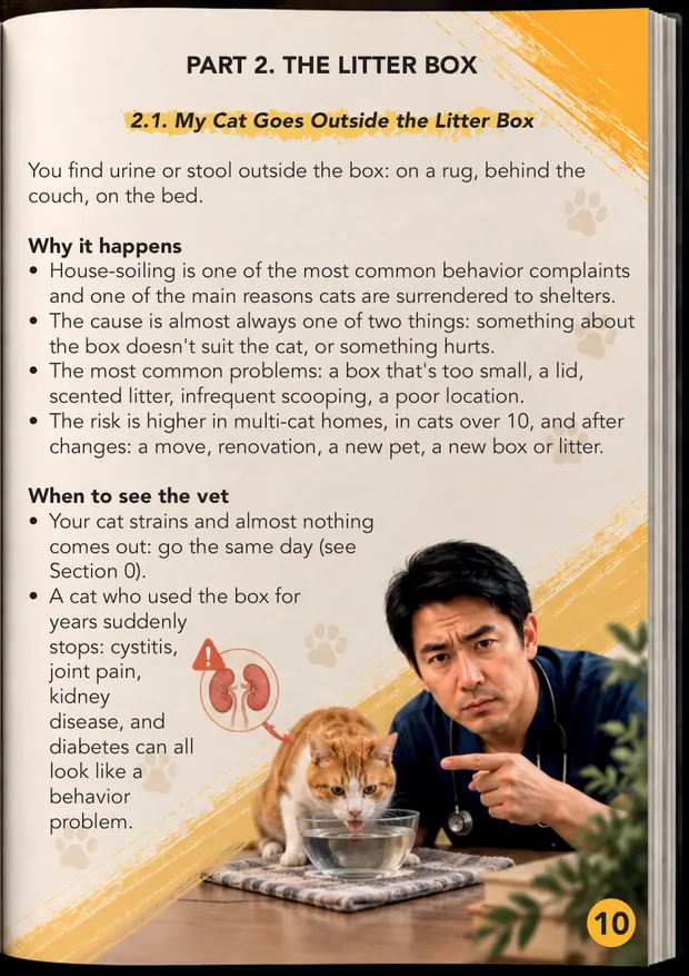 Sample page: my cat goes outside the litter box